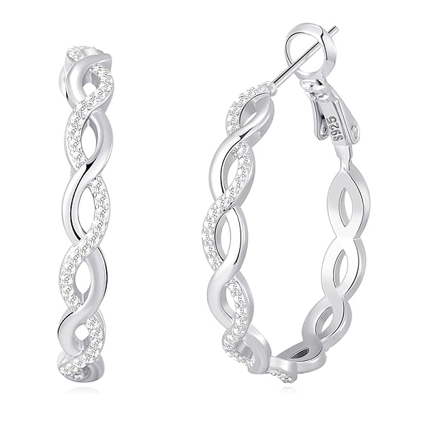 PandaHall Fashionable S925 Silver Twisted Zirconia Earrings High-end Design Ear Hoops Sterling Silver
PandaHall Fashionable S925 Silver Twisted Zirconia Earrings High-end Design Ear Hoops Sterling Silver