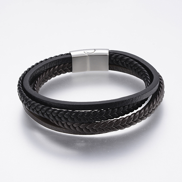 PandaHall Leather Cord Multi-strand Bracelets, with 304 Stainless Steel Magnetic Clasps, Black, 8-5/8 inch(22cm) Leather Black
PandaHall Leather Cord Multi-strand Bracelets, with 304 Stainless Steel Magnetic Clasps, Black, 8-5/8 inch(22cm) Leather Black