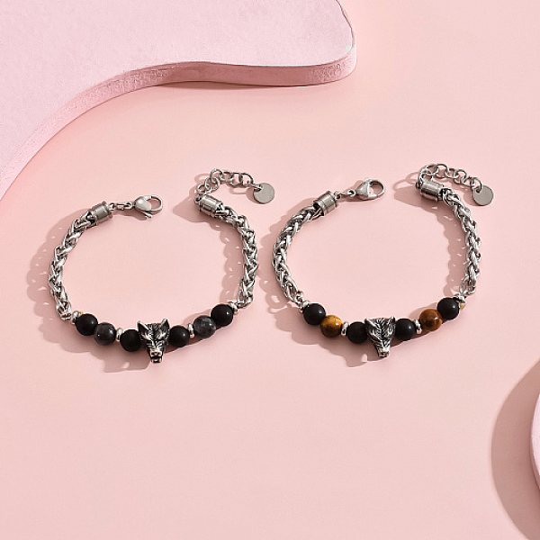 PandaHall 2Pcs 2 Style Natural Obsidian Beaded Bracelets Set, Wolf Stainless Steel Stackable Bracelets, Stainless Steel Color, 8-5/8 inch...
PandaHall 2Pcs 2 Style Natural Obsidian Beaded Bracelets Set, Wolf Stainless Steel Stackable Bracelets, Stainless Steel Color, 8-5/8 inch...