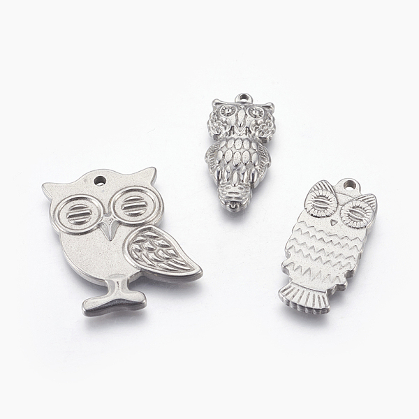 PandaHall 304 Stainless Steel Pendants, Owl, Stainless Steel Color, 25~29x12~27x3~4mm, Hole: 1.2~1.8mm 304 Stainless Steel Owl
PandaHall 304 Stainless Steel Pendants, Owl, Stainless Steel Color, 25~29x12~27x3~4mm, Hole: 1.2~1.8mm 304 Stainless Steel Owl