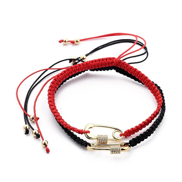 PandaHall Couple Adjustable Nylon Thread Braided Bead Bracelets, with Brass Micro Pave Clear Cubic Zirconia Links and Brass Beads, Safety..., Multicolor
PandaHall Couple Adjustable Nylon Thread Braided Bead Bracelets, with Brass Micro Pave Clear Cubic Zirconia Links and Brass Beads, Safety..., Multicolor