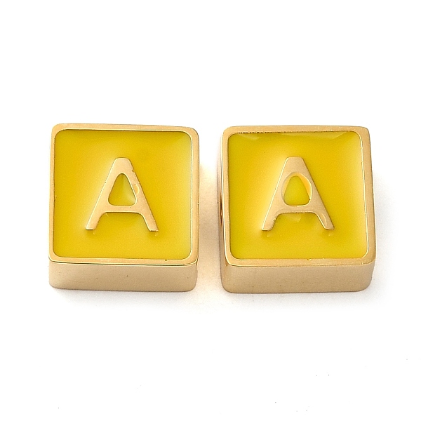 PandaHall 304 Stainless Steel Enamel Beads, Real 14K Gold Plated, Square with Letter, Letter A, 8x8x4mm, Hole: 2mm Stainless Steel+Enamel..., Yellow
PandaHall 304 Stainless Steel Enamel Beads, Real 14K Gold Plated, Square with Letter, Letter A, 8x8x4mm, Hole: 2mm Stainless Steel+Enamel..., Yellow