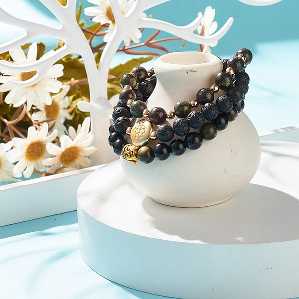 PandaHall 3Pcs 3 Style Natural & Synthetic Mixed Gemstone Round Beaded Stretch Bracelets Set with Alloy Lotus & Buddha Head for Women, Inner...
PandaHall 3Pcs 3 Style Natural & Synthetic Mixed Gemstone Round Beaded Stretch Bracelets Set with Alloy Lotus & Buddha Head for Women, Inner...