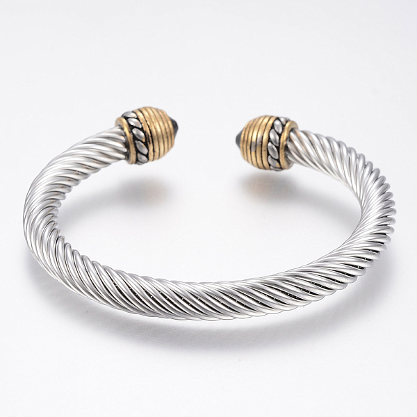 PandaHall 304 Stainless Steel Cuff Bangles Torque Bangles, with Glass Rhinestone, Golden & Stainless Steel Color, 50x58mm(2 inchx2-1/4 inch)...
PandaHall 304 Stainless Steel Cuff Bangles Torque Bangles, with Glass Rhinestone, Golden & Stainless Steel Color, 50x58mm(2 inchx2-1/4 inch)...