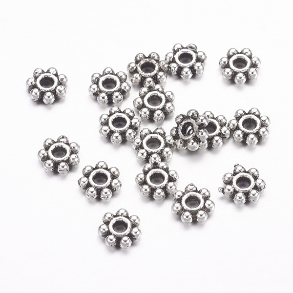 PandaHall Tibetan Style Alloy Daisy Spacer Beads, Granulated Beads, Lead Free & Cadmium Free, Antique Silver, 4.5x1.5mm, Hole: 1mm, about...
PandaHall Tibetan Style Alloy Daisy Spacer Beads, Granulated Beads, Lead Free & Cadmium Free, Antique Silver, 4.5x1.5mm, Hole: 1mm, about...