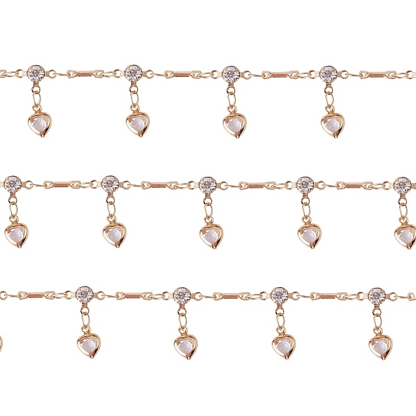 PandaHall Clear Cubic Zirconia Heart Charm Tassel Chains, Copper Bar Link Chains, Unwelded, Golden, 500mm Alloy
PandaHall Clear Cubic Zirconia Heart Charm Tassel Chains, Copper Bar Link Chains, Unwelded, Golden, 500mm Alloy