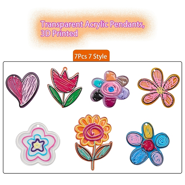 PandaHall 7Pcs 7 Style Transparent Acrylic Pendants, 3D Printed, Mixed Shapes, Mixed Color, 1pc/style Acrylic Mixed Shapes Multicolor
PandaHall 7Pcs 7 Style Transparent Acrylic Pendants, 3D Printed, Mixed Shapes, Mixed Color, 1pc/style Acrylic Mixed Shapes Multicolor