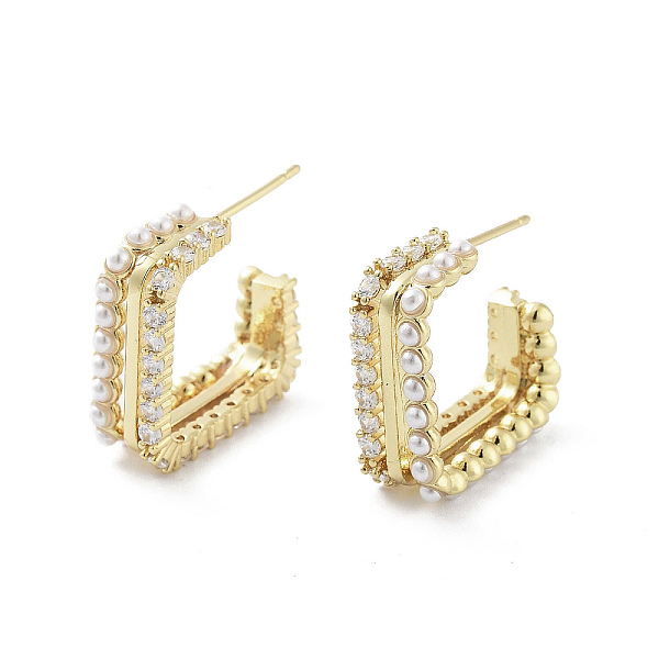 PandaHall Square Brass Stud Earrings, Half Hoop Earrings with Cubic Zirconia and Plastic Pearl, Long-Lasting Plated, Lead Free & Cadmium..., Clear
PandaHall Square Brass Stud Earrings, Half Hoop Earrings with Cubic Zirconia and Plastic Pearl, Long-Lasting Plated, Lead Free & Cadmium..., Clear