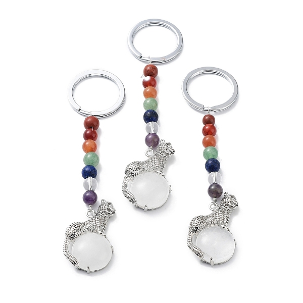 PandaHall Natural Quartz Crystal & Brass Cheetah Keychain, with 7 Chakra Gemstone Bead and Iron Rings, Lead Free & Cadmium Free, 10.3cm...
PandaHall Natural Quartz Crystal & Brass Cheetah Keychain, with 7 Chakra Gemstone Bead and Iron Rings, Lead Free & Cadmium Free, 10.3cm...