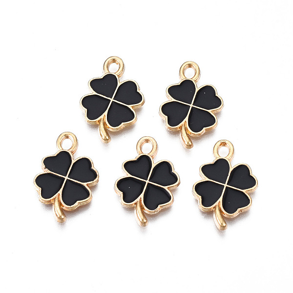 PandaHall Rack Plating Alloy Enamel Pendants, Cadmium Free & Nickel Free & Lead Free, Clover, Light Gold, Black, 19x13x1.5mm, Hole: 1.6mm...
PandaHall Rack Plating Alloy Enamel Pendants, Cadmium Free & Nickel Free & Lead Free, Clover, Light Gold, Black, 19x13x1.5mm, Hole: 1.6mm...