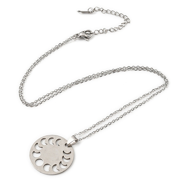 PandaHall 201 Stainless Steel Moon Phase Pendant Necklace with Cable Chains, Stainless Steel Color, 17.76 inch(45.1cm) 201 Stainless Steel
PandaHall 201 Stainless Steel Moon Phase Pendant Necklace with Cable Chains, Stainless Steel Color, 17.76 inch(45.1cm) 201 Stainless Steel