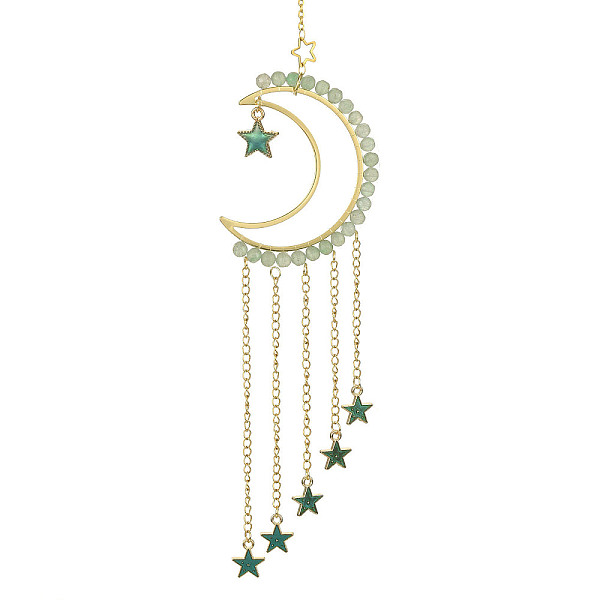 PandaHall Natural Green Aventurine & Brass Moon Pendant Decorations, with Alloy Enamel Star Charms, for Home Moon Decorations, 225mm Green...
PandaHall Natural Green Aventurine & Brass Moon Pendant Decorations, with Alloy Enamel Star Charms, for Home Moon Decorations, 225mm Green...