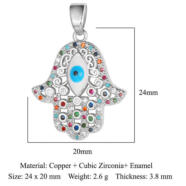 PandaHall Brass Micro Pave Cubic Zirconia Pendants, Hamsa Hand with Evil Eye Charms, Platinum, 24x20x3.8mm Brass+Cubic Zirconia Hamsa Hand
PandaHall Brass Micro Pave Cubic Zirconia Pendants, Hamsa Hand with Evil Eye Charms, Platinum, 24x20x3.8mm Brass+Cubic Zirconia Hamsa Hand