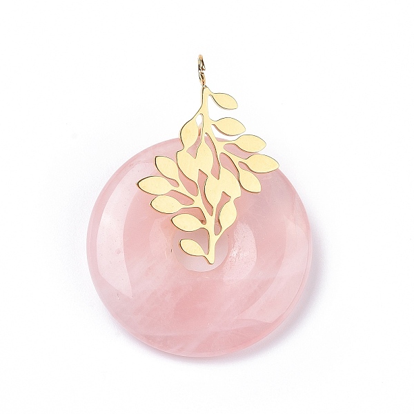 PandaHall Natural Rose Quartz Pendants, with Ion Plating(IP) Golden Color Tone 304 Stainless Steel Findings, Leaf with Donut/Pi Disc Charm...
PandaHall Natural Rose Quartz Pendants, with Ion Plating(IP) Golden Color Tone 304 Stainless Steel Findings, Leaf with Donut/Pi Disc Charm...