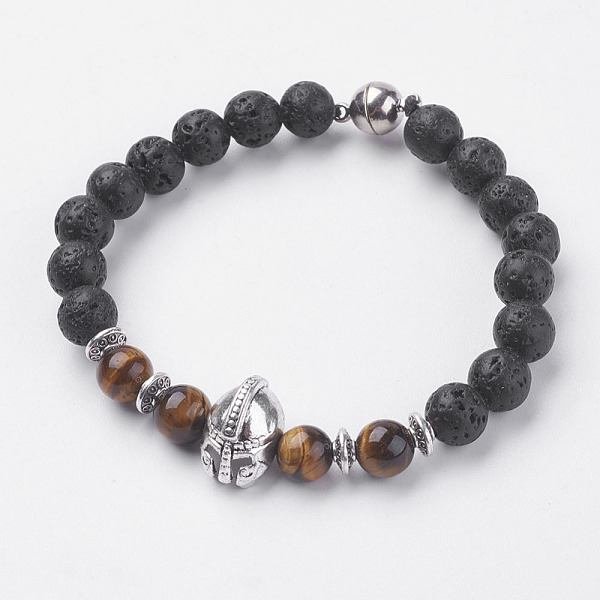 PandaHall Natural Lava Rock Beads Bracelets, with Natural Tiger Eye, Magnetic Clasp and Alloy Finding, Gladiator Helmet, Antique Silver...
PandaHall Natural Lava Rock Beads Bracelets, with Natural Tiger Eye, Magnetic Clasp and Alloy Finding, Gladiator Helmet, Antique Silver...