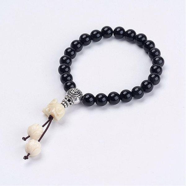 PandaHall Natural Obsidian Mala Bead Bracelets, with Synthetic Coral Lotus & Elephant Beads, Tibetan Style Alloy Guru Bead, Burlap Packing...
PandaHall Natural Obsidian Mala Bead Bracelets, with Synthetic Coral Lotus & Elephant Beads, Tibetan Style Alloy Guru Bead, Burlap Packing...