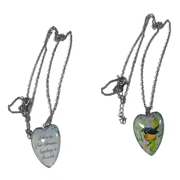 PandaHall Heart Glass Pendant Necklaces, with Platinum Alloy Chains, Green Yellow, Pendant: 23x25mm Glass Heart
PandaHall Heart Glass Pendant Necklaces, with Platinum Alloy Chains, Green Yellow, Pendant: 23x25mm Glass Heart