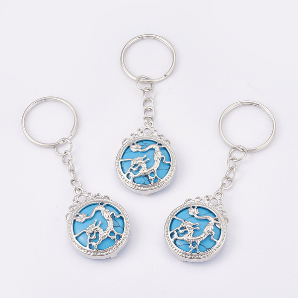 PandaHall Synthetic Turquoise Keychain, with Iron Key Rings, Flat Round with Dragon, Platinum, 80mm, Pendant: 34.5x26x8.5mm Synthetic...
PandaHall Synthetic Turquoise Keychain, with Iron Key Rings, Flat Round with Dragon, Platinum, 80mm, Pendant: 34.5x26x8.5mm Synthetic...