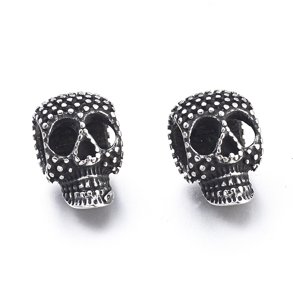 PandaHall Halloween 304 Stainless Steel European Beads, Large Hole Beads, Skull Head, Antique Silver, 16x10x11mm, Hole: 6mm 304 Stainless...
PandaHall Halloween 304 Stainless Steel European Beads, Large Hole Beads, Skull Head, Antique Silver, 16x10x11mm, Hole: 6mm 304 Stainless...