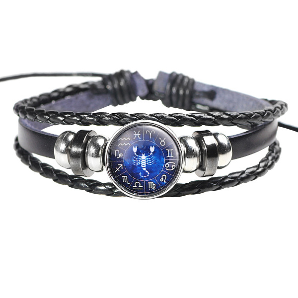 PandaHall 12 Constellation Leather Cord Bracelets, with Alloy Beads and Wax Cord, Flat Round, Scorpio, 2-3/8 inch(6cm) Leather Scorpio Black
PandaHall 12 Constellation Leather Cord Bracelets, with Alloy Beads and Wax Cord, Flat Round, Scorpio, 2-3/8 inch(6cm) Leather Scorpio Black
