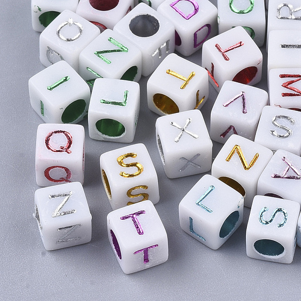 PandaHall Plated Acrylic Beads, Horizontal Hole, Cube with Random Initial Letter, Mixed Color, 6x6x6mm, Hole: 3.5mm, about 3270pcs/500g..., Multicolor
PandaHall Plated Acrylic Beads, Horizontal Hole, Cube with Random Initial Letter, Mixed Color, 6x6x6mm, Hole: 3.5mm, about 3270pcs/500g..., Multicolor
