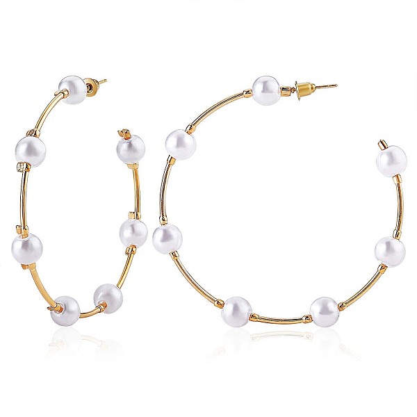 PandaHall Shell Pearl Beaded Big Circle Stud Earrings, Alloy Half Hoop Earrings for Women, Golden, 65mm, Pin: 0.8mm Shell Pearl Round
PandaHall Shell Pearl Beaded Big Circle Stud Earrings, Alloy Half Hoop Earrings for Women, Golden, 65mm, Pin: 0.8mm Shell Pearl Round