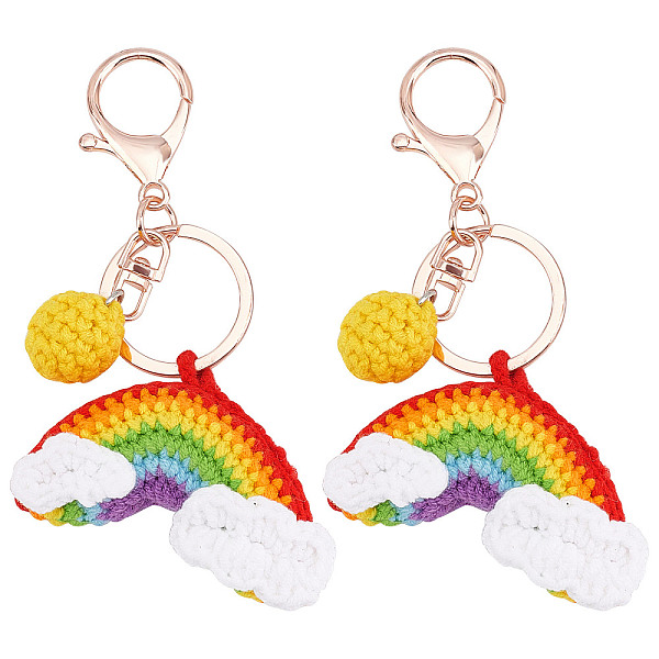 PandaHall Alloy Keychains, Alloy Clasp and Knitting Cloth Rainbow and Knitting Ball, Colorful, 10.5cm Alloy Mixed Shapes
PandaHall Alloy Keychains, Alloy Clasp and Knitting Cloth Rainbow and Knitting Ball, Colorful, 10.5cm Alloy Mixed Shapes