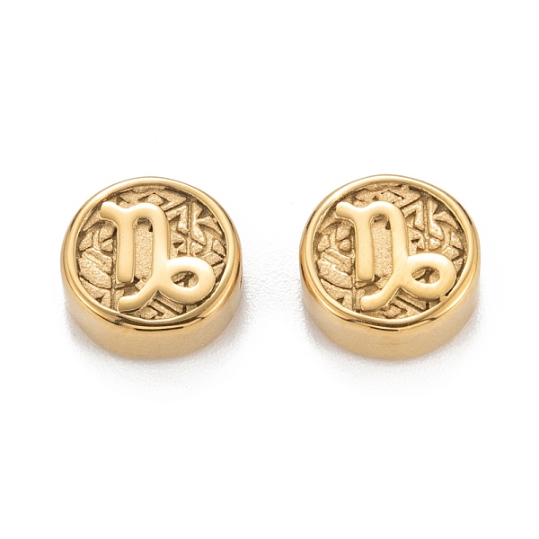 PandaHall Ion Plating(IP) 304 Stainless Steel Beads, Flat Round with Constellations Pattern, Capricorn, 10x4mm, Hole: 1.8mm 304 Stainless...
PandaHall Ion Plating(IP) 304 Stainless Steel Beads, Flat Round with Constellations Pattern, Capricorn, 10x4mm, Hole: 1.8mm 304 Stainless...