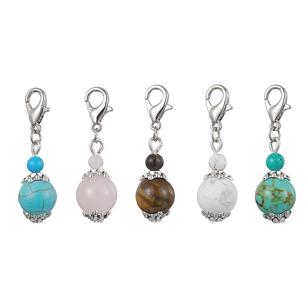 PandaHall Natural & Synthetic Mixed Stone Pendant Decorations, with Alloy Lobster Claw Clasps, Round, 33~34mm Mixed Stone Round
PandaHall Natural & Synthetic Mixed Stone Pendant Decorations, with Alloy Lobster Claw Clasps, Round, 33~34mm Mixed Stone Round