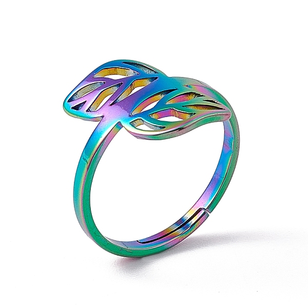 PandaHall Ion Plating(IP) 201 Stainless Steel Hollow Out Leaf Adjustable Ring for Women, Rainbow Color, US Size 6(16.5mm) 201 Stainless...
PandaHall Ion Plating(IP) 201 Stainless Steel Hollow Out Leaf Adjustable Ring for Women, Rainbow Color, US Size 6(16.5mm) 201 Stainless...