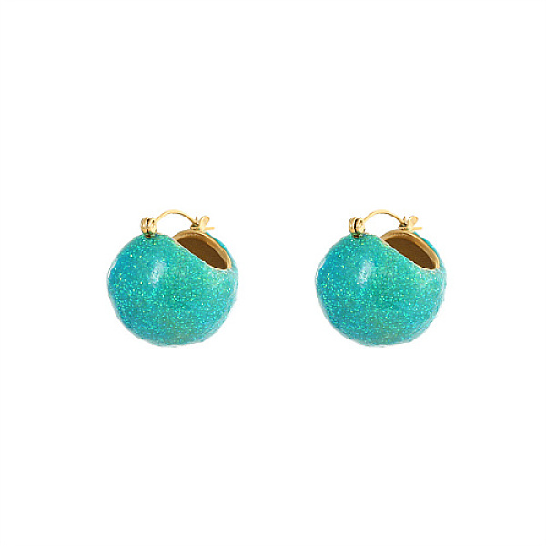 PandaHall 304 Stainless Steel Round Ball Hoop Earrings, with Resin, Turquoise, 21.5x20mm 304 Stainless Steel Round Green
PandaHall 304 Stainless Steel Round Ball Hoop Earrings, with Resin, Turquoise, 21.5x20mm 304 Stainless Steel Round Green