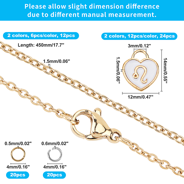 PandaHall 12 Constellations Charms Kits, 24pcs Heart Enamel Charms with Double Sided Astrology Horoscope, 12pcs Necklace Chains with 40pcs...
PandaHall 12 Constellations Charms Kits, 24pcs Heart Enamel Charms with Double Sided Astrology Horoscope, 12pcs Necklace Chains with 40pcs...