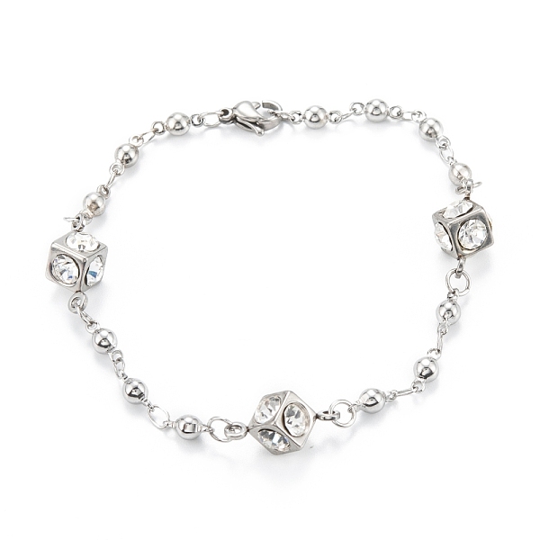 PandaHall 304 Stainless Steel Link Bracelets, Cube with Rhinestones, Stainless Steel Color, 7-1/2 inch(19cm) 304 Stainless Steel Clear
PandaHall 304 Stainless Steel Link Bracelets, Cube with Rhinestones, Stainless Steel Color, 7-1/2 inch(19cm) 304 Stainless Steel Clear