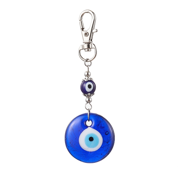 PandaHall Handmade Evil Eye Lampwork Pendant Decorations, with Alloy Swivel Lobster Claw Clasps, Flat Round, Platinum, 90mm Lampwork Flat..., Blue
PandaHall Handmade Evil Eye Lampwork Pendant Decorations, with Alloy Swivel Lobster Claw Clasps, Flat Round, Platinum, 90mm Lampwork Flat..., Blue
