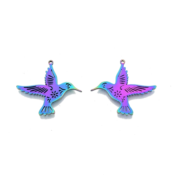 PandaHall Ion Plating(IP) 201 Stainless Steel Pendants, Birds, Rainbow Color, 27.5x30.5x1.5mm, Hole: 1.2mm 201 Stainless Steel Bird
PandaHall Ion Plating(IP) 201 Stainless Steel Pendants, Birds, Rainbow Color, 27.5x30.5x1.5mm, Hole: 1.2mm 201 Stainless Steel Bird