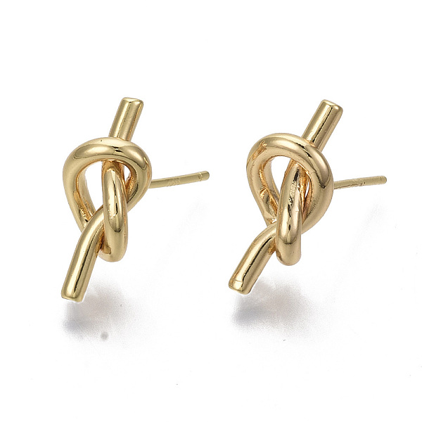 PandaHall Brass Stud Earrings, Nickel Free, Knot, Real 18K Gold Plated, 17x7.5mm, Pin: 0.7mm Brass Others
PandaHall Brass Stud Earrings, Nickel Free, Knot, Real 18K Gold Plated, 17x7.5mm, Pin: 0.7mm Brass Others