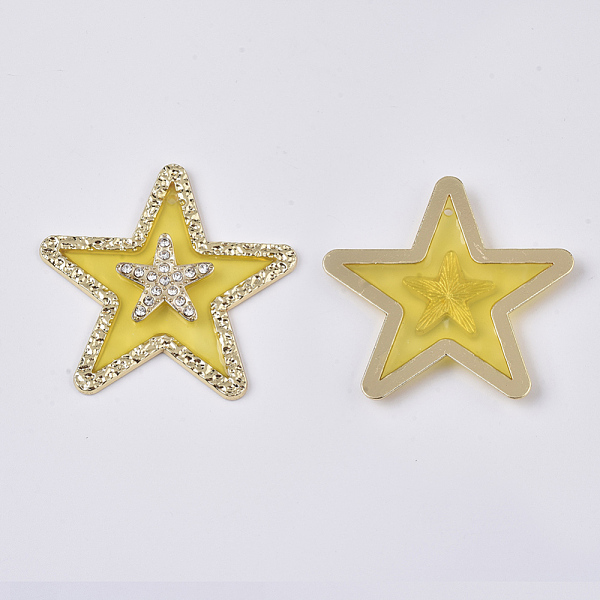 PandaHall Epoxy Resin Pendants, with Rhinestone and Light Gold Plated Alloy Open Back Bezel, Star, Crystal, Yellow, 42x44x4mm, Hole: 1.5mm...
PandaHall Epoxy Resin Pendants, with Rhinestone and Light Gold Plated Alloy Open Back Bezel, Star, Crystal, Yellow, 42x44x4mm, Hole: 1.5mm...