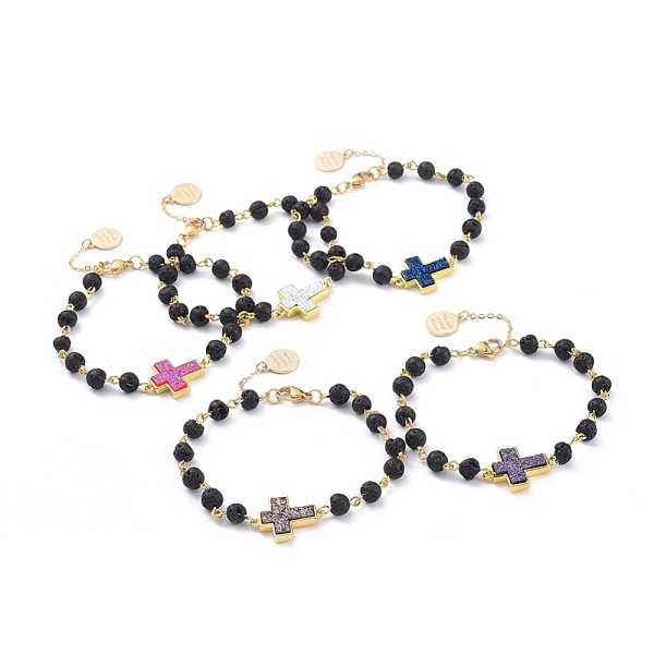 PandaHall Druzy Acrylic Beaded Bracelets, with Natural Lava Rock Beads, Brass Findings and 304 Stainless Steel Lobster Claw Clasps, Cross..., Multicolor
PandaHall Druzy Acrylic Beaded Bracelets, with Natural Lava Rock Beads, Brass Findings and 304 Stainless Steel Lobster Claw Clasps, Cross..., Multicolor