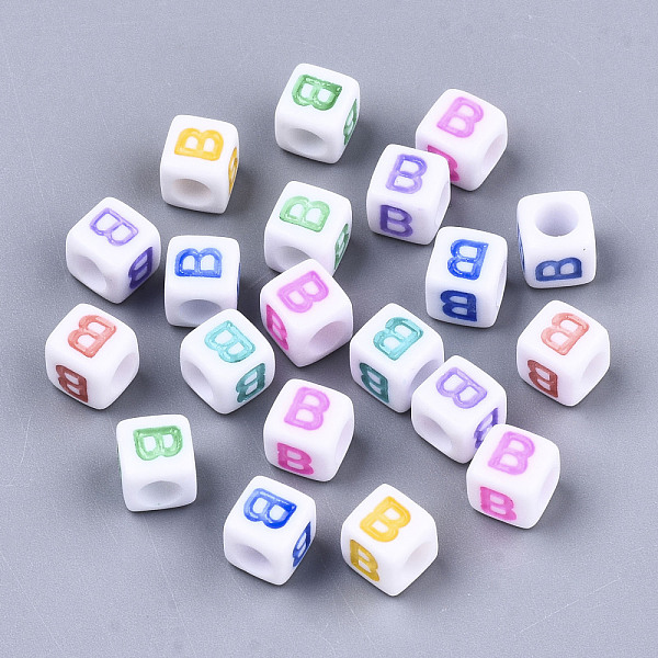 PandaHall Opaque White Acrylic Beads, with Enamel, Horizontal Hole, Cube with Mixed Color Letter, Letter.B, 6x6x6mm, Hole: 3mm, about..., Multicolor
PandaHall Opaque White Acrylic Beads, with Enamel, Horizontal Hole, Cube with Mixed Color Letter, Letter.B, 6x6x6mm, Hole: 3mm, about..., Multicolor