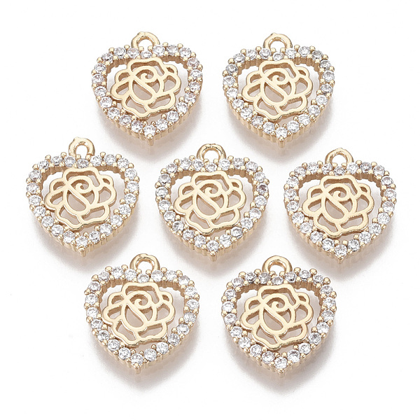 PandaHall Valentine's Day Brass Micro Pave Cubic Zirconia Pendants, Heart with Rose, Light Gold, Clear, 15.5x13.5x3mm, Hole: 1.5mm...
PandaHall Valentine's Day Brass Micro Pave Cubic Zirconia Pendants, Heart with Rose, Light Gold, Clear, 15.5x13.5x3mm, Hole: 1.5mm...