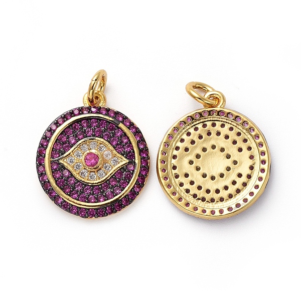 PandaHall Brass Micro Pave Cubic Zirconia Pendants, with Jump Rings, Flat Round with Eye, Gunmetal & Golden, Medium Violet Red, 17.5x15x2mm...
PandaHall Brass Micro Pave Cubic Zirconia Pendants, with Jump Rings, Flat Round with Eye, Gunmetal & Golden, Medium Violet Red, 17.5x15x2mm...