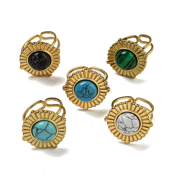PandaHall Flat Round 304 Stainless Steel Open Cuff Rings, Synthetic Malachite & Turquoise Finger Rings for Women Men, Real 18K Gold Plated...
PandaHall Flat Round 304 Stainless Steel Open Cuff Rings, Synthetic Malachite & Turquoise Finger Rings for Women Men, Real 18K Gold Plated...