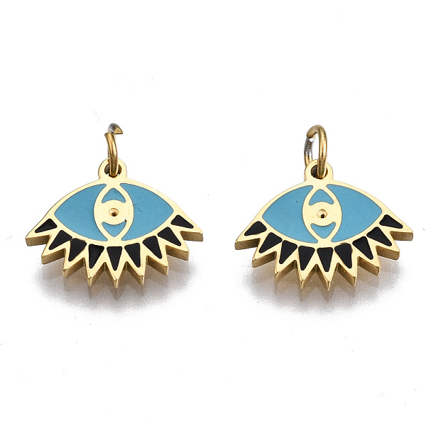 PandaHall 316 Surgical Stainless Steel Enamel Charms, with Jump Rings, Eye, Sky Blue and Black, Real 14K Gold Plated, 9x11.5x1mm, Jump Ring...
PandaHall 316 Surgical Stainless Steel Enamel Charms, with Jump Rings, Eye, Sky Blue and Black, Real 14K Gold Plated, 9x11.5x1mm, Jump Ring...