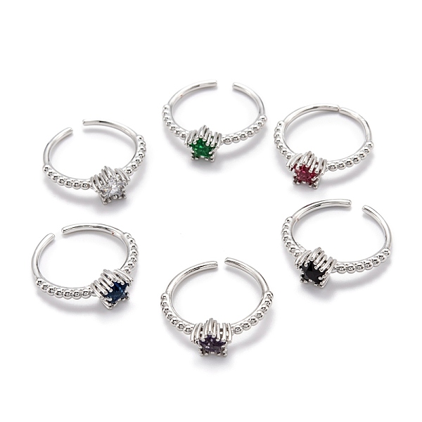 PandaHall Brass Micro Pave Cubic Zirconia Cuff Rings, Open Rings, Long-Lasting Plated, Star, Platinum, Mixed Color, US Size 6 3/4(17.1mm)..., Multicolor
PandaHall Brass Micro Pave Cubic Zirconia Cuff Rings, Open Rings, Long-Lasting Plated, Star, Platinum, Mixed Color, US Size 6 3/4(17.1mm)..., Multicolor