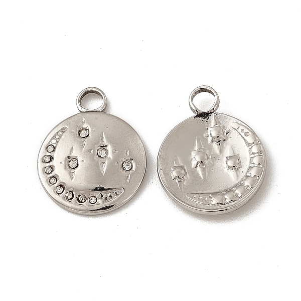 PandaHall 201 Stainless Steel Pendants, Crystal Rhinestone Flat Round with Moon & Star Charms, Stainless Steel Color, 17x13.5x2mm, Hole..., Clear
PandaHall 201 Stainless Steel Pendants, Crystal Rhinestone Flat Round with Moon & Star Charms, Stainless Steel Color, 17x13.5x2mm, Hole..., Clear