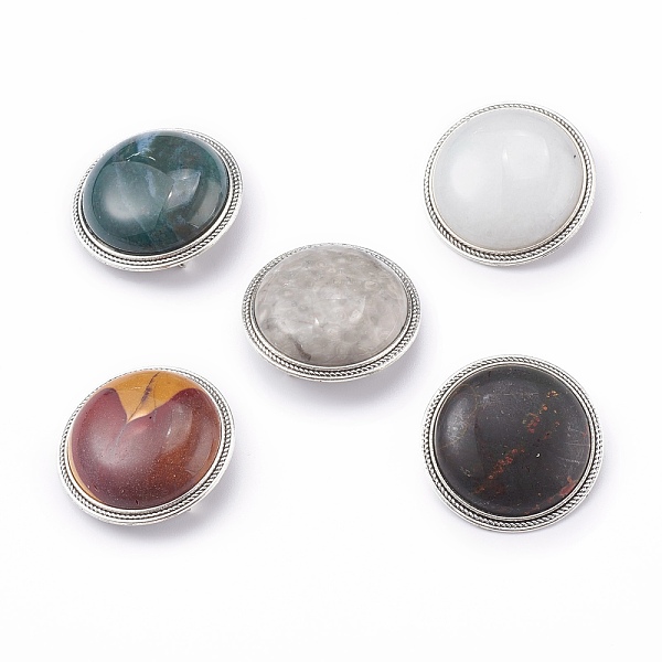 PandaHall Mixed Gemstone Brooch, with Alloy Findings, Flat Round, Antique Silver, 35x13mm Mixed Stone
PandaHall Mixed Gemstone Brooch, with Alloy Findings, Flat Round, Antique Silver, 35x13mm Mixed Stone
