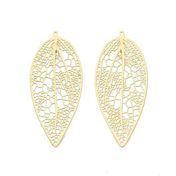 PandaHall 201 Stainless Steel Big Pendants, Etched Metal Embellishments, Leaf, Real 18K Gold Plated, 64x27x0.3mm, Hole: 1mm 201 Stainless...
PandaHall 201 Stainless Steel Big Pendants, Etched Metal Embellishments, Leaf, Real 18K Gold Plated, 64x27x0.3mm, Hole: 1mm 201 Stainless...