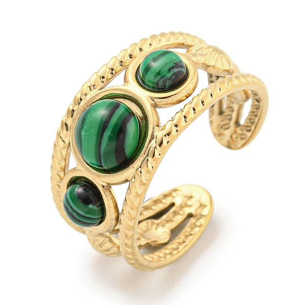 PandaHall Ion Plating(IP) 304 Stainless Steel Synthetic Malachite Cuff Rings, Round Open Rings for Women Men, Real 18K Gold Plated, 10mm...
PandaHall Ion Plating(IP) 304 Stainless Steel Synthetic Malachite Cuff Rings, Round Open Rings for Women Men, Real 18K Gold Plated, 10mm...