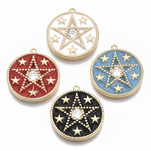 PandaHall Brass Micro Pave Clear Cubic Zirconia Pendants, with Enamel, Nickel Free, Flat Round with Star, Real 18K Gold Plated, Mixed Color..., Multicolor
PandaHall Brass Micro Pave Clear Cubic Zirconia Pendants, with Enamel, Nickel Free, Flat Round with Star, Real 18K Gold Plated, Mixed Color..., Multicolor