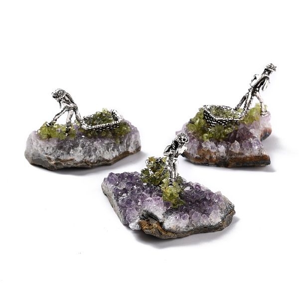 PandaHall Natural Peridot Cluster & Alloy Miner Model Ornament, for Desk Home Decoration, 55~66x32~49.5x34~40mm Peridot Others
PandaHall Natural Peridot Cluster & Alloy Miner Model Ornament, for Desk Home Decoration, 55~66x32~49.5x34~40mm Peridot Others